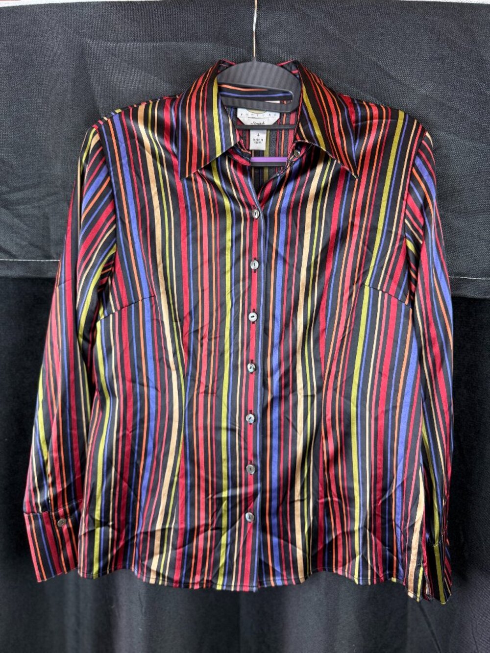 Talbots Petite Silk Sretch Womens Button Up Top (Size 4)